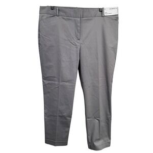 Liz Claiborne Pants Womens 14 Gray Emma Slim Leg Ankle Mid Rise Stretch Office
